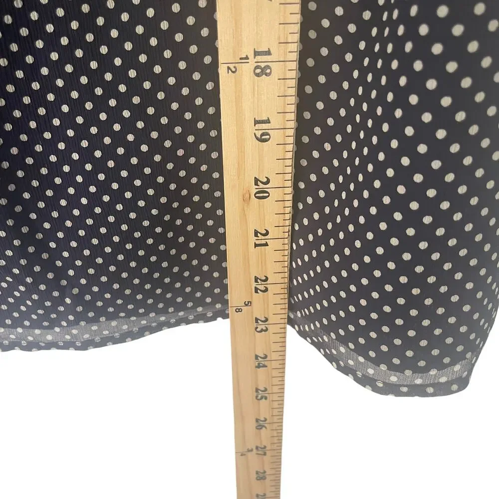J.Crew Women's Size 2 XS Navy Blue Polka‎ Dot White 100% Silk Blouse